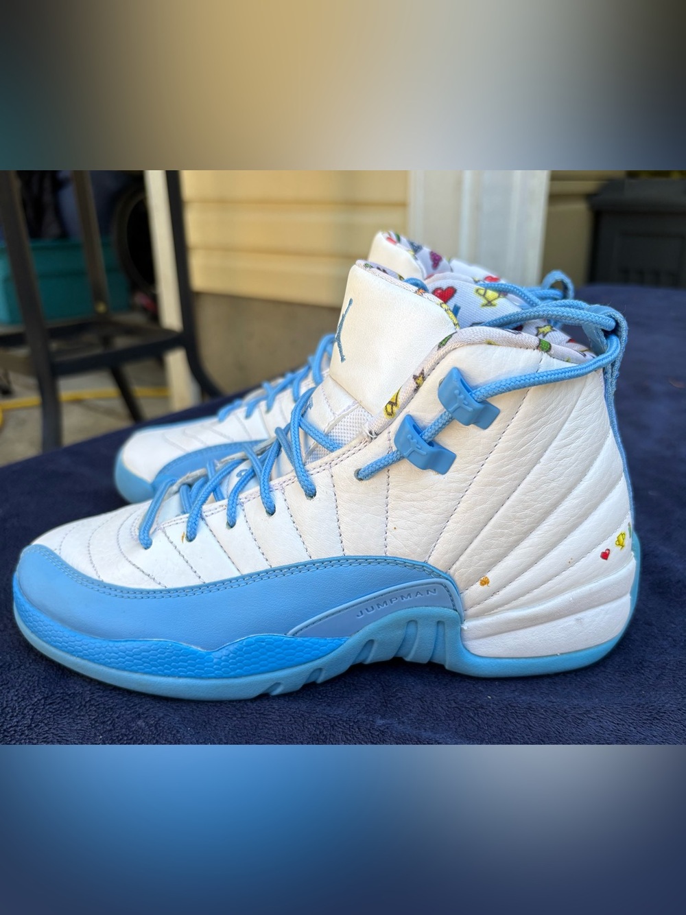 Air Jordan 12 Retro Emoji GS White University Blue DQ4365-114 4Y
